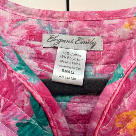 Pink Floral Nightgown Pajama Dress Snap Front Sz SML NEW! - Picture 4 of 4